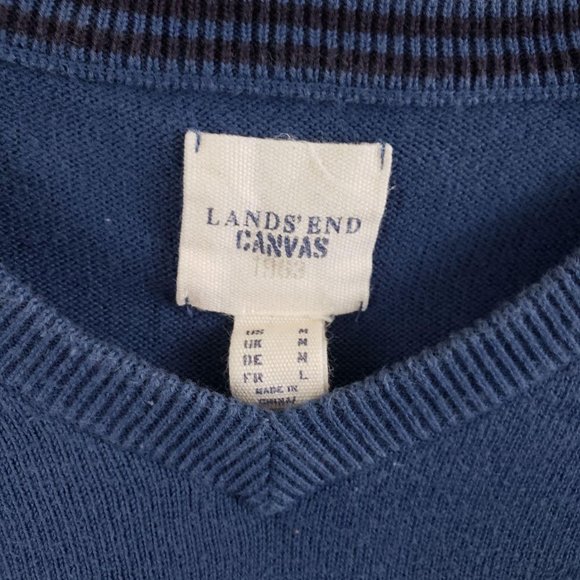 Lands’ End V-Neck Pullover Sweater Blue Size Medium - Picture 4 of 7